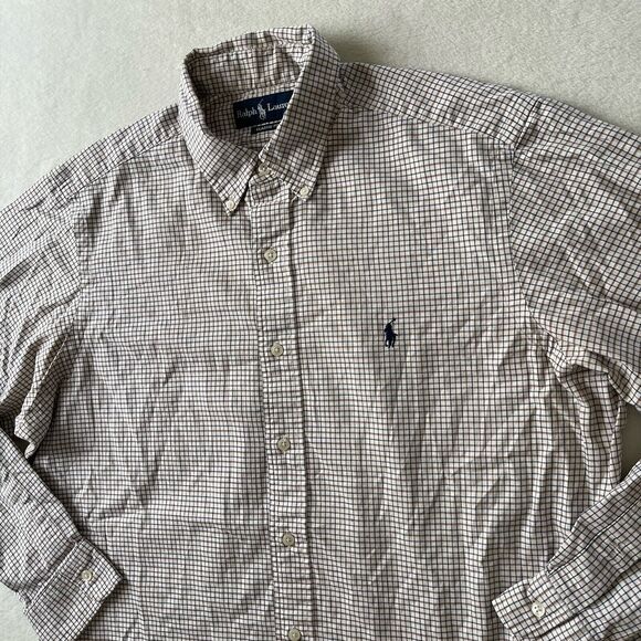 Ralph Lauren L‎ Men’s Classic Fit Cream/Brown Striped Long Sleeve Button Shirt - Picture 9 of 11